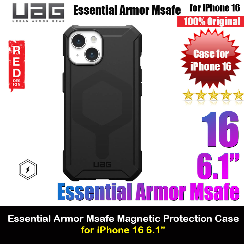 Picture of UAG Essential Armor Magsafe Drop Proof Shock Impact Resistant Case for iPhone 16 6.1 (Black) Apple iPhone 16 6.1- Apple iPhone 16 6.1 Cases, Apple iPhone 16 6.1 Covers, iPad Cases and a wide selection of Apple iPhone 16 6.1 Accessories in Malaysia, Sabah, Sarawak and Singapore 