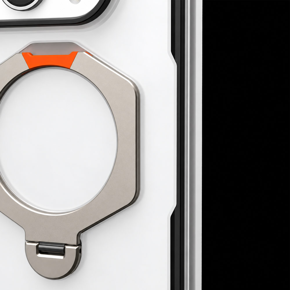 Picture of Apple iPhone Duo Case | UAG Mouve XTE Rotatable Metal Kickstand Magnetic Drop Protection Case for iPhone Duo - Ice