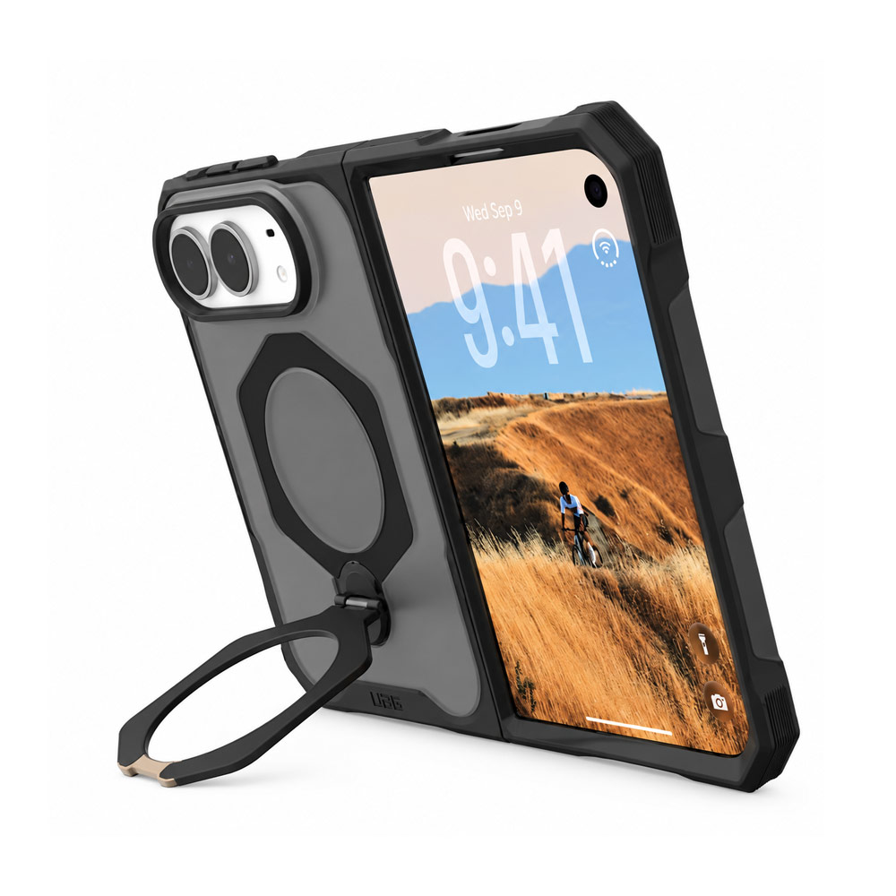 Picture of Apple iPhone Duo Case | UAG Mouve XTE Rotatable Metal Kickstand Magnetic Drop Protection Case for iPhone Duo - Ash