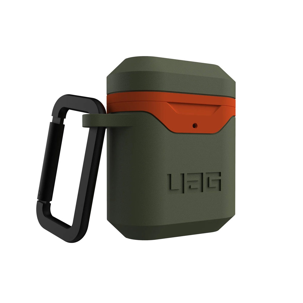 Picture of Apple Airpods 1 Case | UAG Standard Issue Hard V2 Case with Detachable Carabiner for Airpods Gen 1 Airpods Gen 2 (Olive Orange)