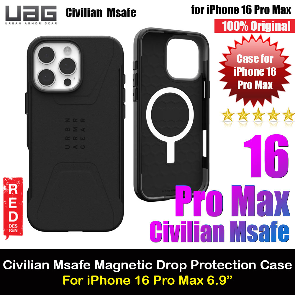 Picture of UAG Civilian Magsafe Drop Proof Shock Absorbing Drop Protection Case Case for iPhone 16 Pro Max 6.9 (Black) Apple iPhone 16 Pro Max 6.9- Apple iPhone 16 Pro Max 6.9 Cases, Apple iPhone 16 Pro Max 6.9 Covers, iPad Cases and a wide selection of Apple iPhone 16 Pro Max 6.9 Accessories in Malaysia, Sabah, Sarawak and Singapore 