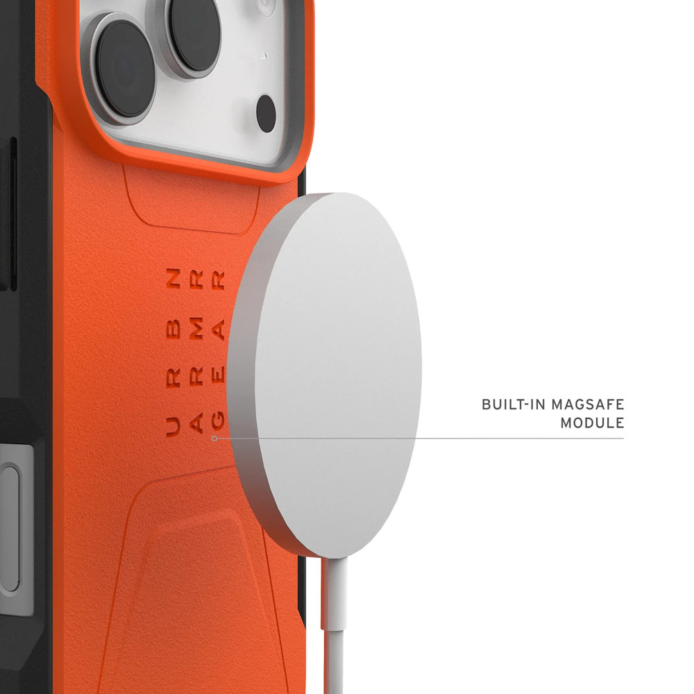 Picture of Apple iPhone 17 Pro Max 6.9 Case | UAG Civilian Magsafe Drop Proof Shock Absorbing Drop Protection Case Case for iPhone 17 Pro Max 6.9 (Orange)