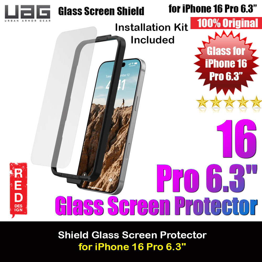 Picture of UAG Glass Shield Series Tempered Glass Screen Protector for iPhone 16 Pro 6.3 (Clear) Apple iPhone 16 Pro 6.3- Apple iPhone 16 Pro 6.3 Cases, Apple iPhone 16 Pro 6.3 Covers, iPad Cases and a wide selection of Apple iPhone 16 Pro 6.3 Accessories in Malaysia, Sabah, Sarawak and Singapore 