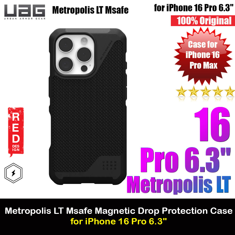 Picture of UAG Metropolis LT Magsafe Drop Proof Shock Absorbing Drop Protection Case for iPhone 16 Pro 6.3 (Kevlar Black) Apple iPhone 16 Pro 6.3- Apple iPhone 16 Pro 6.3 Cases, Apple iPhone 16 Pro 6.3 Covers, iPad Cases and a wide selection of Apple iPhone 16 Pro 6.3 Accessories in Malaysia, Sabah, Sarawak and Singapore 