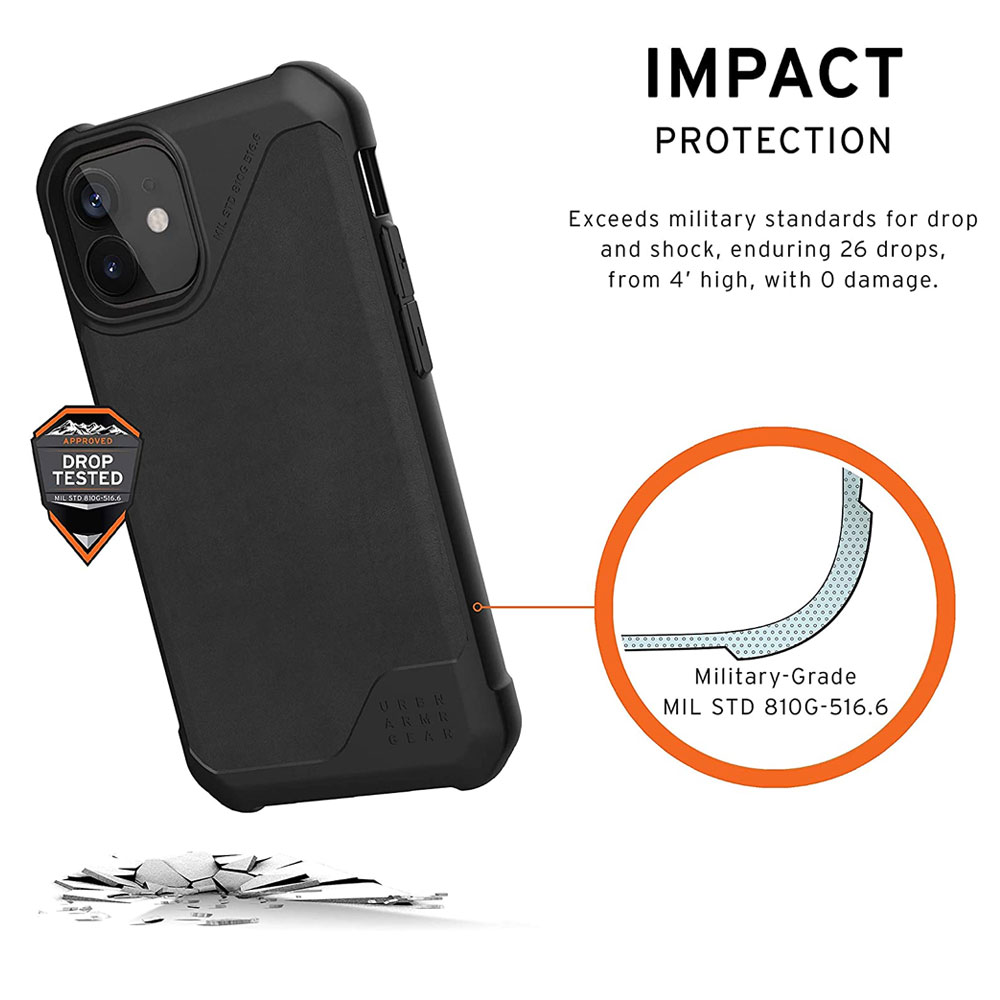 Picture of Apple iPhone 12 mini 5.4  | UAG Urban Armor Gear Metropolis LT Feather Light Heavy Duty Shockproof Slim Rugged Series for iPhone 12 Mini 5.4 (Leather Black)