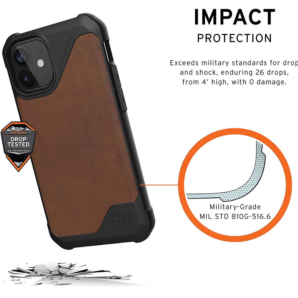 Picture of Apple iPhone 12 mini 5.4  | UAG Urban Armor Gear Metropolis LT Feather Light Heavy Duty Shockproof Slim Rugged Series for iPhone 12 Mini 5.4 (Leather Brown)