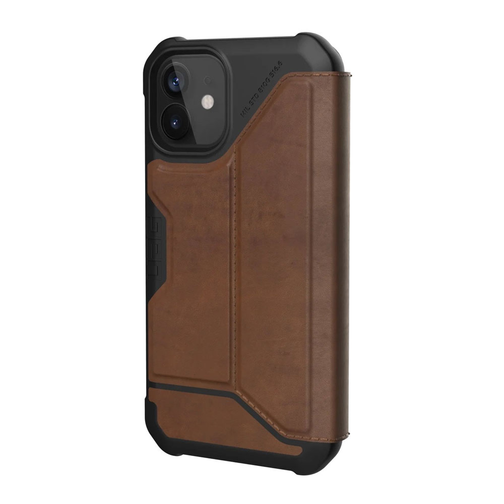 Picture of Apple iPhone 12 mini 5.4 Case | UAG Urban Armor Gear Protection Flip Cover Card Storage Case Metropolis Series for iPhone 12 Mini 5.4 (Leather Brown)