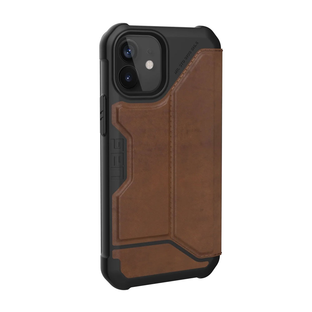 Picture of Apple iPhone 12 mini 5.4 Case | UAG Urban Armor Gear Protection Flip Cover Card Storage Case Metropolis Series for iPhone 12 Mini 5.4 (Leather Brown)