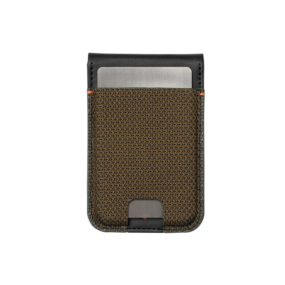 Picture of Apple iPhone 13 6.1 | UAG Metropolis Kevlar Leather MagSafe Wallet and Stand Kickstand Card Holder Phone Stand (Kevlar Element Green)