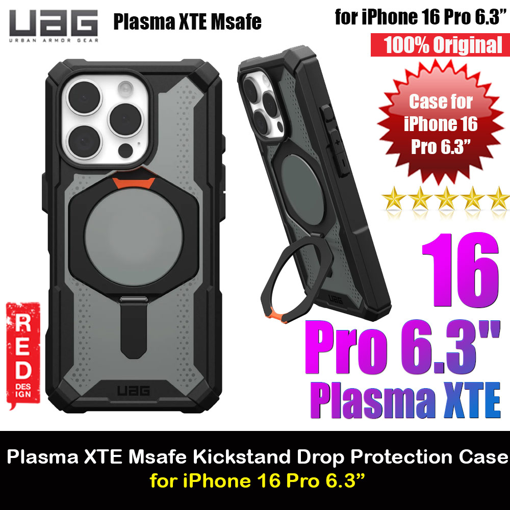 Picture of UAG Plasma XTE Magsafe Compatible Drop Proof Kickstand Case for iPhone 16 Pro 6.3 (Black Orange) Apple iPhone 16 Pro 6.3- Apple iPhone 16 Pro 6.3 Cases, Apple iPhone 16 Pro 6.3 Covers, iPad Cases and a wide selection of Apple iPhone 16 Pro 6.3 Accessories in Malaysia, Sabah, Sarawak and Singapore 