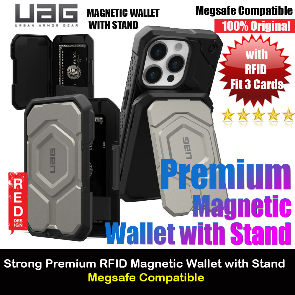 Picture of UAG Premium Snap Magnetic Magsafe Compatible Wallet and Stand Kickstand Card Holder Phone Stand with RFID Technology Waterproof  (Black Titanium) Apple iPhone 13 6.1- Apple iPhone 13 6.1 Cases, Apple iPhone 13 6.1 Covers, iPad Cases and a wide selection of Apple iPhone 13 6.1 Accessories in Malaysia, Sabah, Sarawak and Singapore 