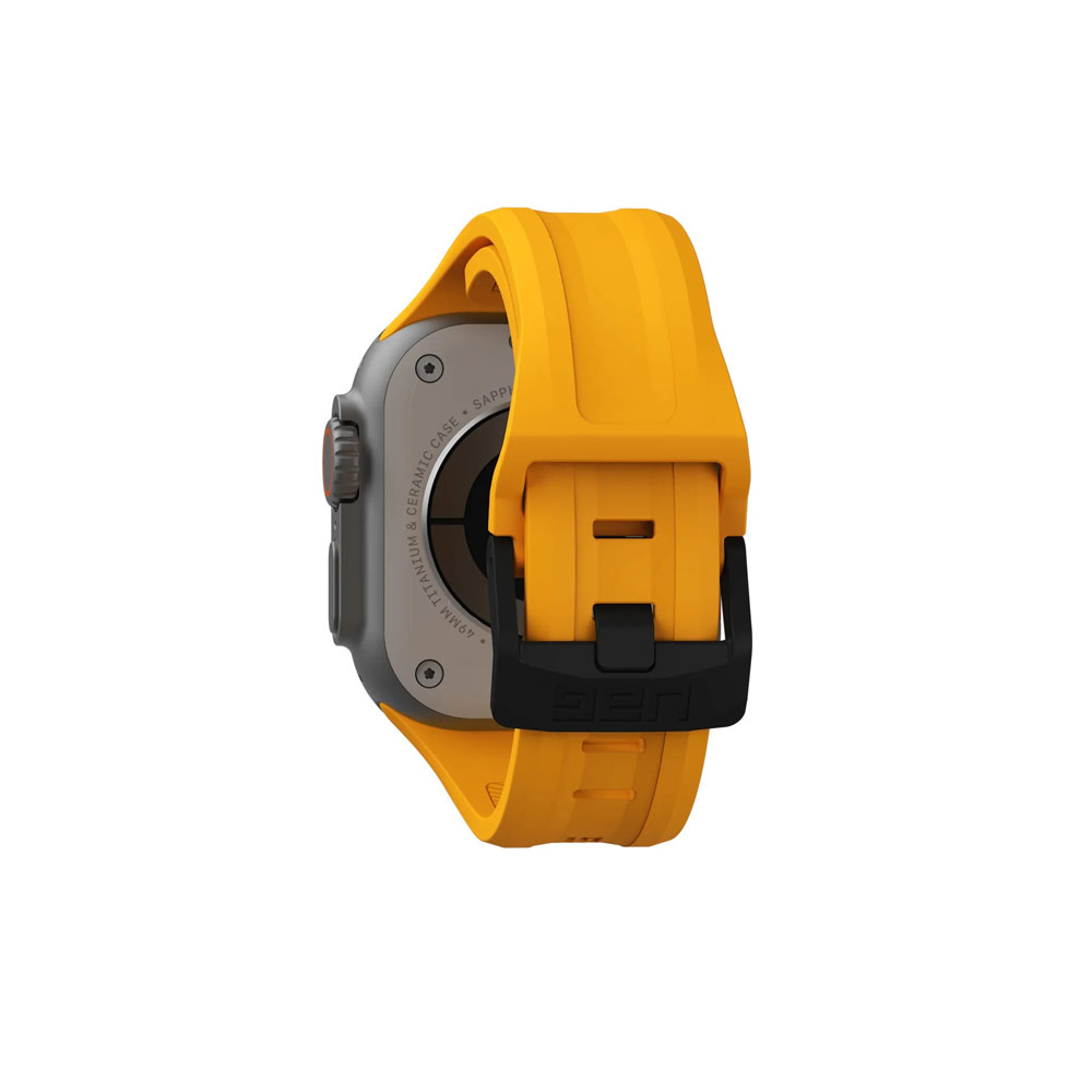 Picture of Apple Watch 10 46mm  | UAG Scout Silicone Strap for Apple Watch 44mm 45mm 46mm 49mm Ultra 1 2 3 (Heritage Yellow)