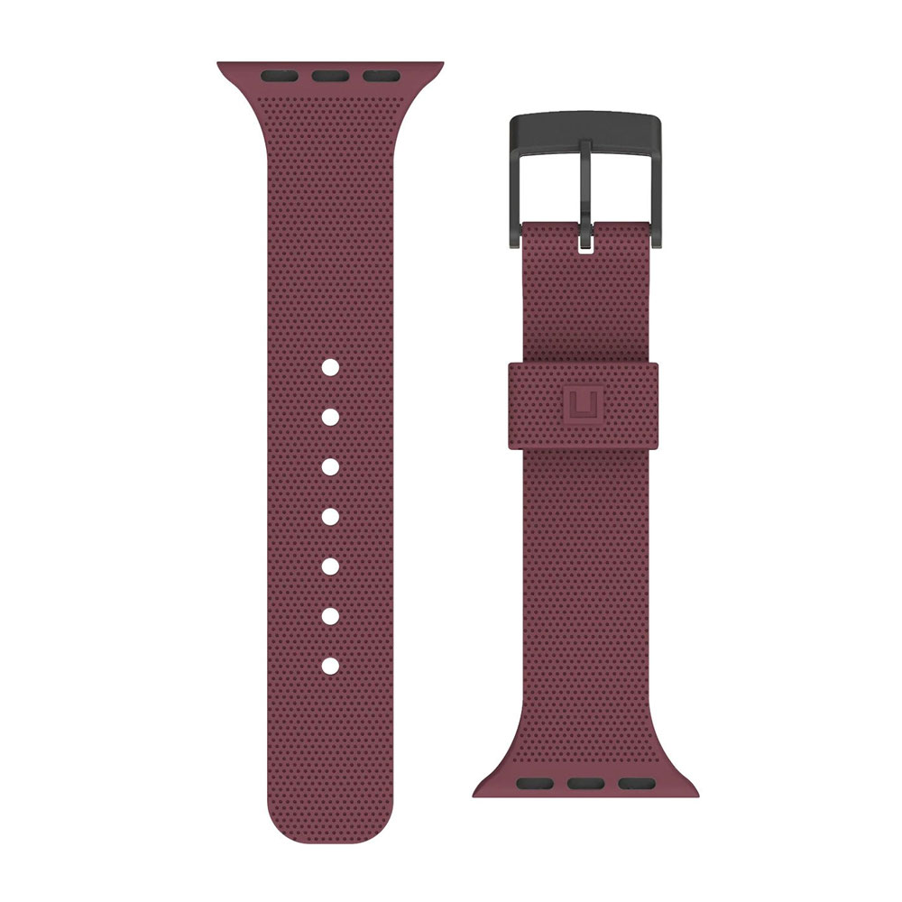 Picture of Apple Watch 44mm  | UAG [U] Dot Silicone Strap for Apple Watch 44mm Series 4 Series 5 Series 6 Series SE Series 8 45mm 49mm Ultra (Aubergine)