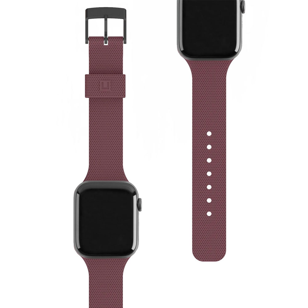 Picture of Apple Watch 44mm  | UAG [U] Dot Silicone Strap for Apple Watch 44mm Series 4 Series 5 Series 6 Series SE Series 8 45mm 49mm Ultra (Aubergine)