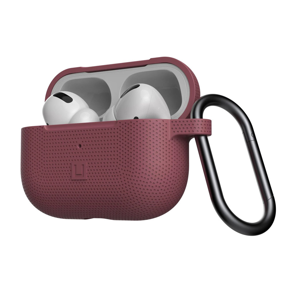 Picture of Apple Airpods Pro Case | UAG [U] Dot Silicone Airpdds Pro Case with Detachable Carabiner for Airpods Pro Airpod Pro (Aubergine)