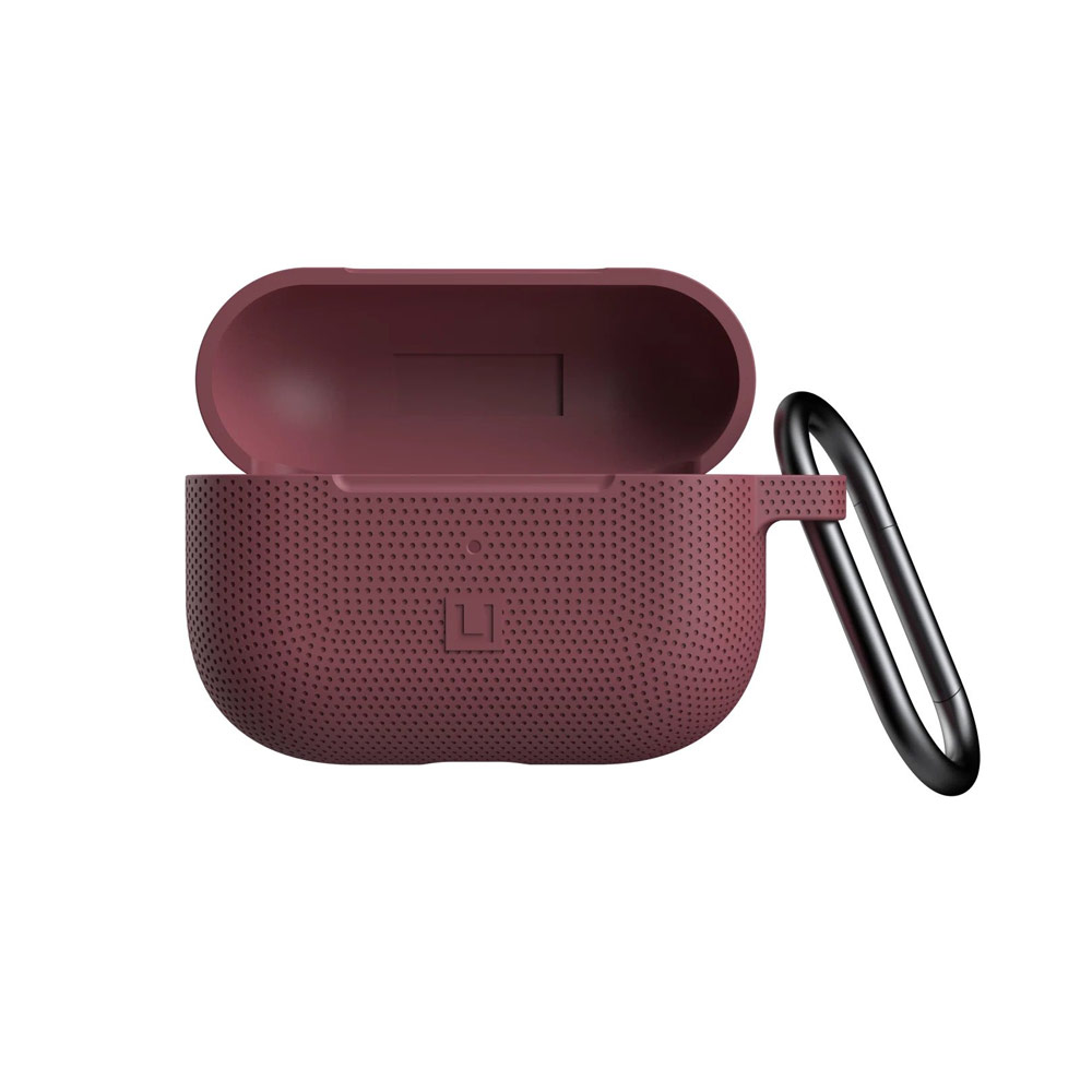 Picture of Apple Airpods Pro Case | UAG [U] Dot Silicone Airpdds Pro Case with Detachable Carabiner for Airpods Pro Airpod Pro (Aubergine)