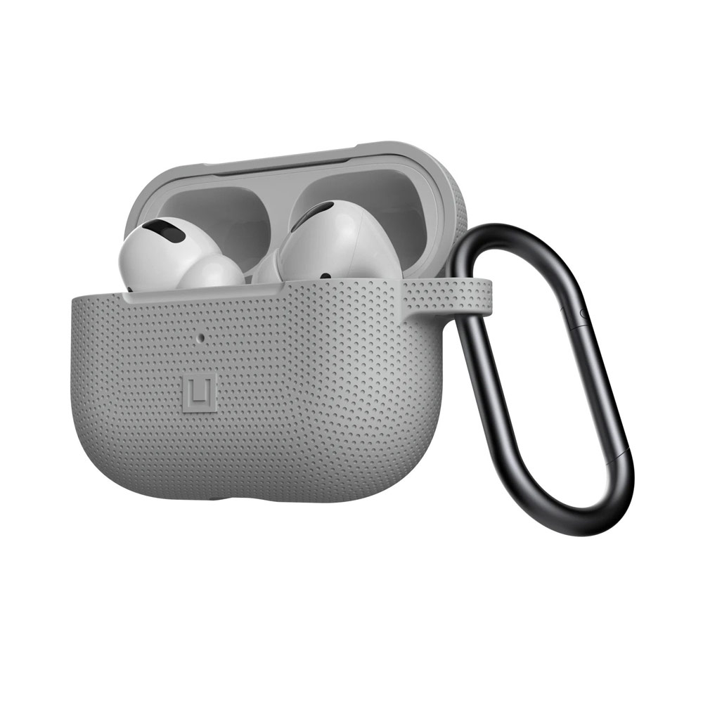 Picture of Apple Airpods Pro Case | UAG [U] Dot Silicone Airpdds Pro Case with Detachable Carabiner for Airpods Pro Airpod Pro (Grey)