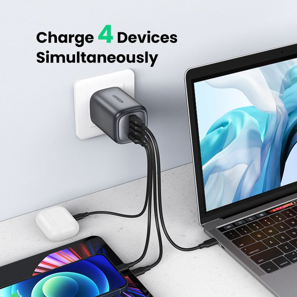 Picture of Samsung Galaxy S23 Charger | UGREEN PD 100W 65W 30W 20W GaN Fast Charger UK 3 USB C 1 USB A Port 4 Port Mini Compact Charger For iPhone 14 Pro Max Galaxy S23 Ultra (UK)