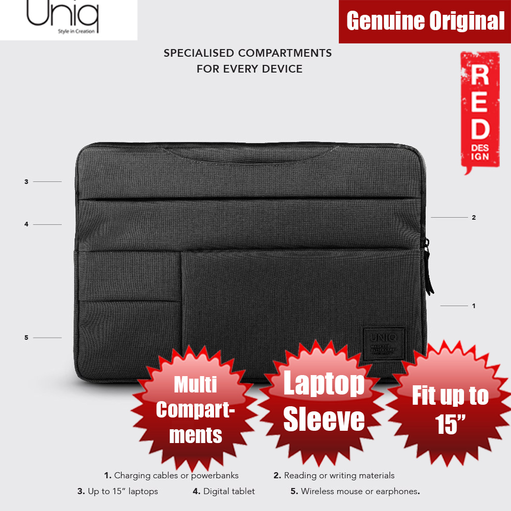 Picture of Uniq Cavalier Laptop Sleeve with Multi compartment fit up to 15 inches (Black) Red Design- Red Design Cases, Red Design Covers, iPad Cases and a wide selection of Red Design Accessories in Malaysia, Sabah, Sarawak and Singapore 