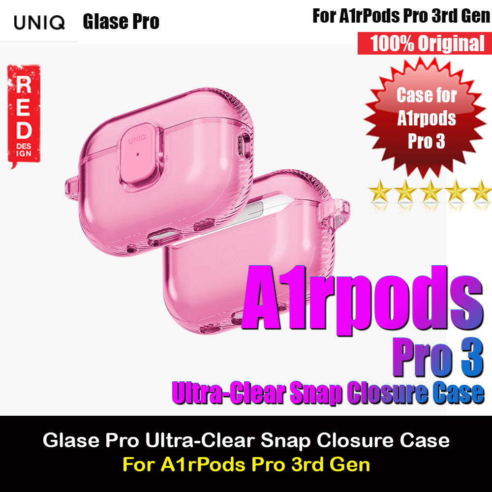 Picture of Uniq Glase Pro Ultra-Clear Snap Closure Case for Airpods Pro 3 3rd Gen 2025 (Pink) Apple Airpods Pro 3- Apple Airpods Pro 3 Cases, Apple Airpods Pro 3 Covers, iPad Cases and a wide selection of Apple Airpods Pro 3 Accessories in Malaysia, Sabah, Sarawak and Singapore 