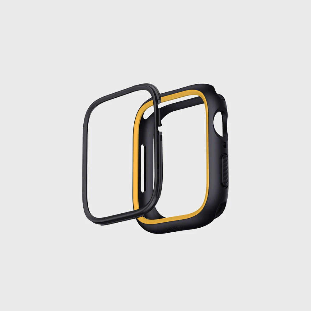 Picture of Apple Watch 41mm Case | Uniq Moduo Mix and Match Color TPU Bumper with Polycarbonate Bezel Series Case for Apple Watch 41mm 40mm (Black Mustard)