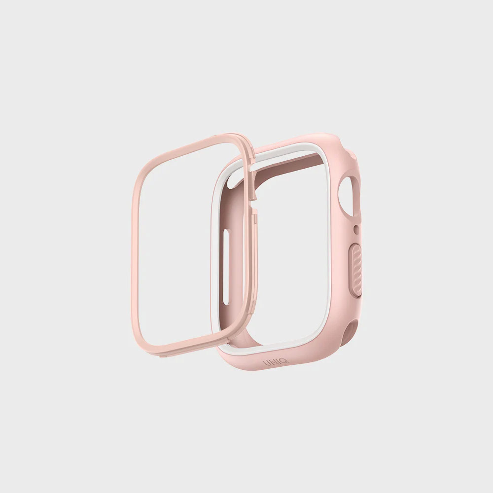 Picture of Apple Watch 41mm Case | Uniq Moduo Mix and Match Color TPU Bumper with Polycarbonate Bezel Series Case for Apple Watch 41mm 40mm (Pink White)