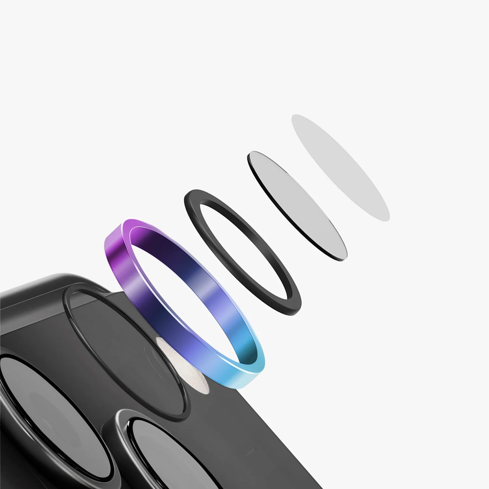 Picture of Apple iPhone 18 Pro Max  | Uniq Optix AluGuard Camera Aluminum Frame Anti Reflection HD Clarity Camera Lens Protector for iPhone 18 Pro iPhone 18 Pro Max - Iridescent