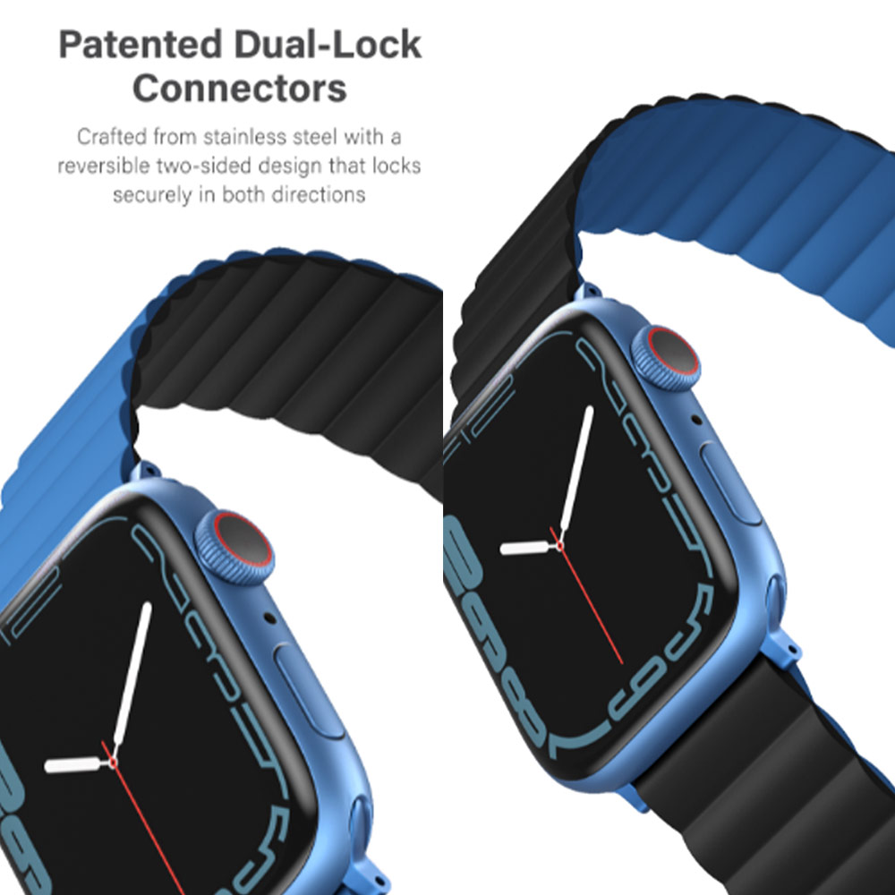 Picture of Apple Watch 49mm	Ultra  | nUiq Revix Reversible Magnetic Silicone Strap Apple Watch 49mm Ultra 45mm 44mm 42mm Series 1 2 3 4 5 6 7 SE Nike (Blue Black)