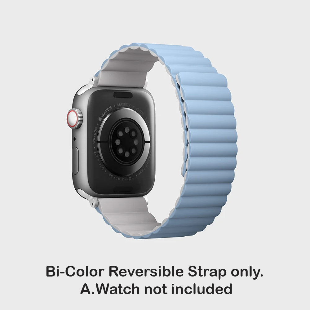 Picture of Apple Watch 38mm  | Uniq Revix Reversible Magnetic Silicone Strap Apple Watch 41mm 40mm 38mm Series 1 2 3 4 5 6 7 SE Nike (Blue White)