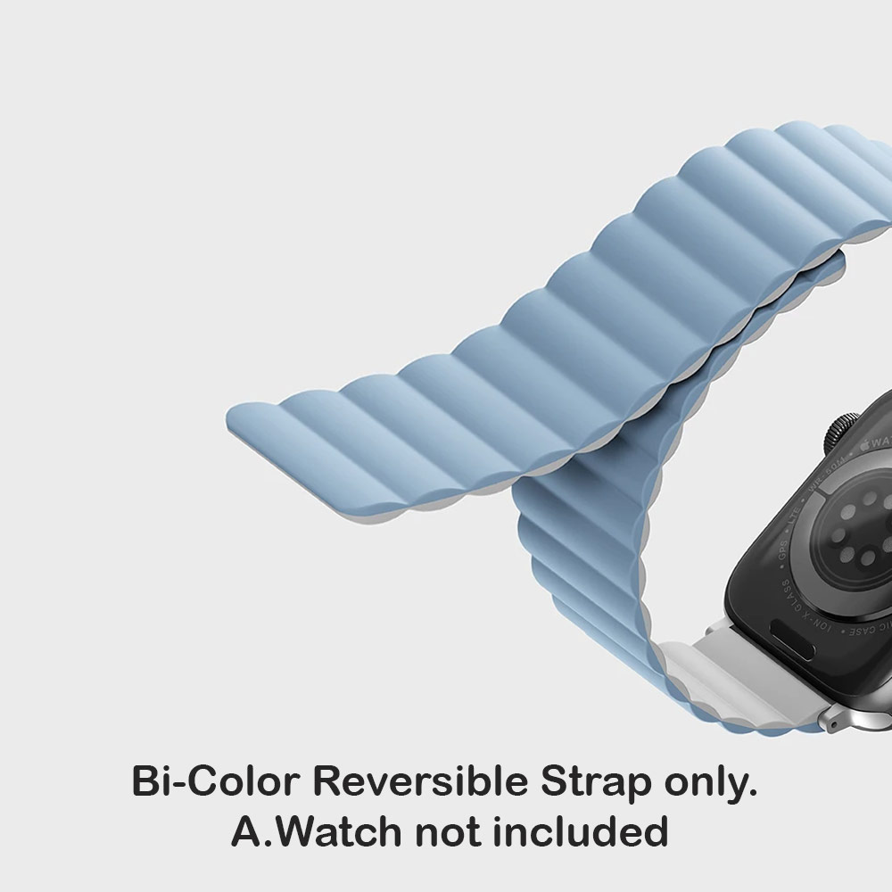 Picture of Apple Watch 38mm  | Uniq Revix Reversible Magnetic Silicone Strap Apple Watch 41mm 40mm 38mm Series 1 2 3 4 5 6 7 SE Nike (Blue White)