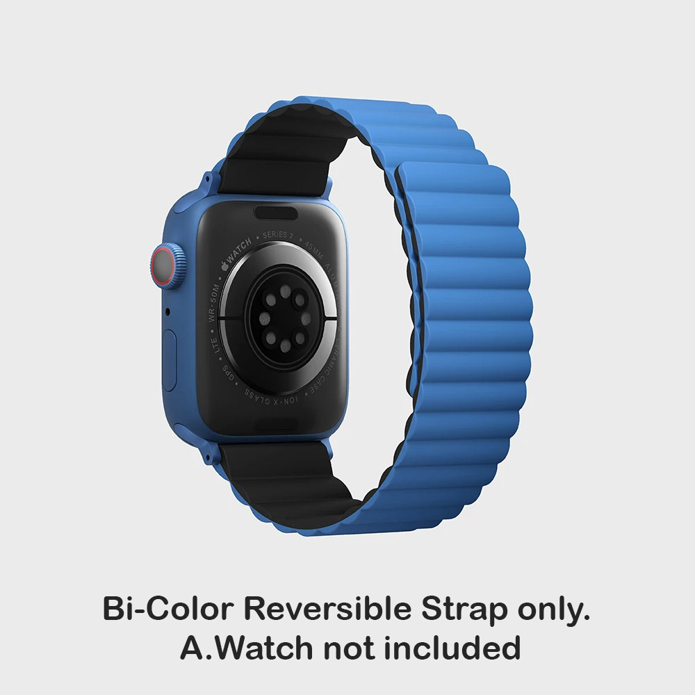 Picture of Apple Watch 38mm  | Uniq Revix Reversible Magnetic Silicone Strap Apple Watch 41mm 40mm 38mm Series 1 2 3 4 5 6 7 SE Nike (Blue Black)