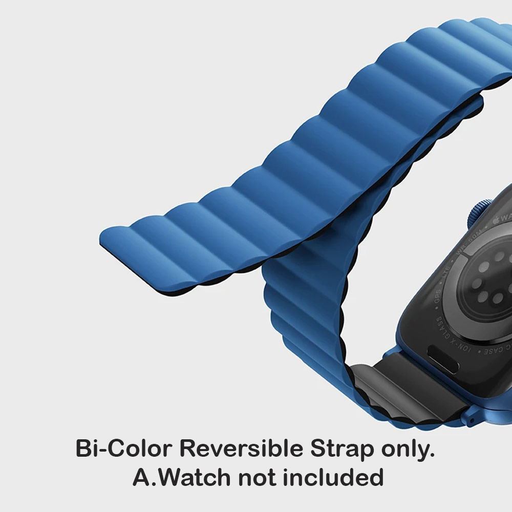 Picture of Apple Watch 38mm  | Uniq Revix Reversible Magnetic Silicone Strap Apple Watch 41mm 40mm 38mm Series 1 2 3 4 5 6 7 SE Nike (Blue Black)