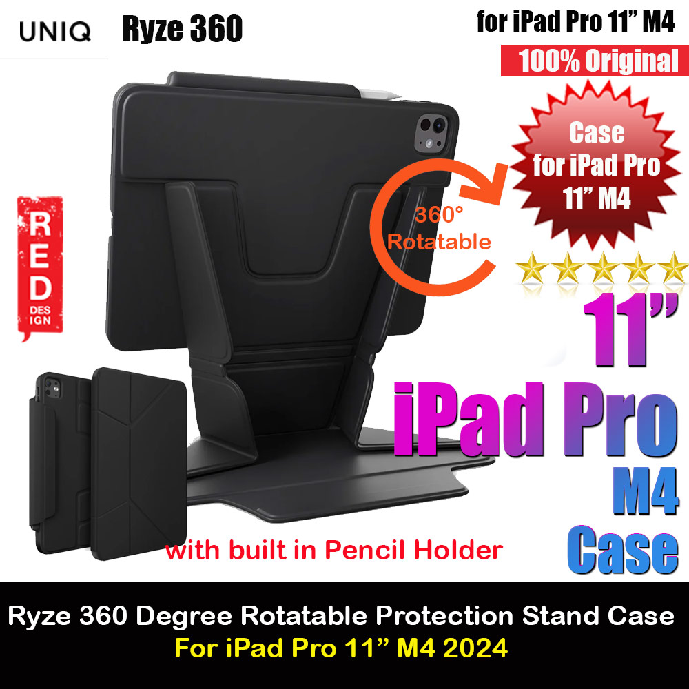 Picture of Uniq Ryze 360 Degree Rotatable Standable as Stand Holder Protection Case for iPad Pro 11 M4 2024 (Black) Apple iPad Pro 11 M4 2024- Apple iPad Pro 11 M4 2024 Cases, Apple iPad Pro 11 M4 2024 Covers, iPad Cases and a wide selection of Apple iPad Pro 11 M4 2024 Accessories in Malaysia, Sabah, Sarawak and Singapore 