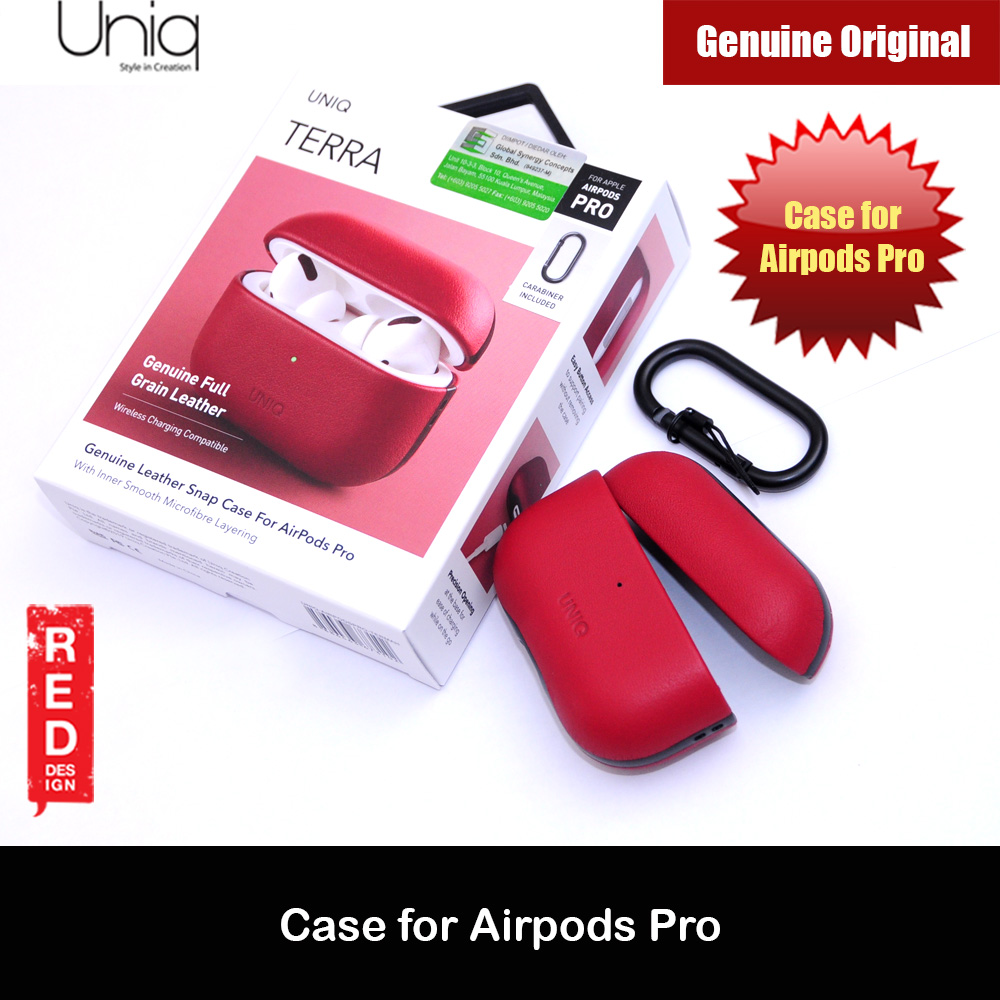 Picture of Uniq Terra Airpod Genuine Leather Snap Case with Carabiner for Airpods Pro  (Red) Apple Airpods Pro- Apple Airpods Pro Cases, Apple Airpods Pro Covers, iPad Cases and a wide selection of Apple Airpods Pro Accessories in Malaysia, Sabah, Sarawak and Singapore 