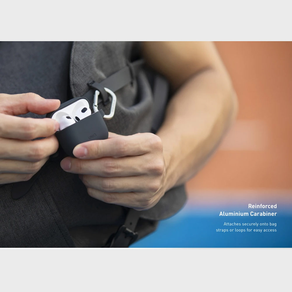 Picture of Apple Airpods 3 Case | Uniq Vencer Airpods 3 High Quality Premium Silicone Case with Aluminium Carabiner for Airpods 3 Airpods 3rd Gen (Nautical Blue)