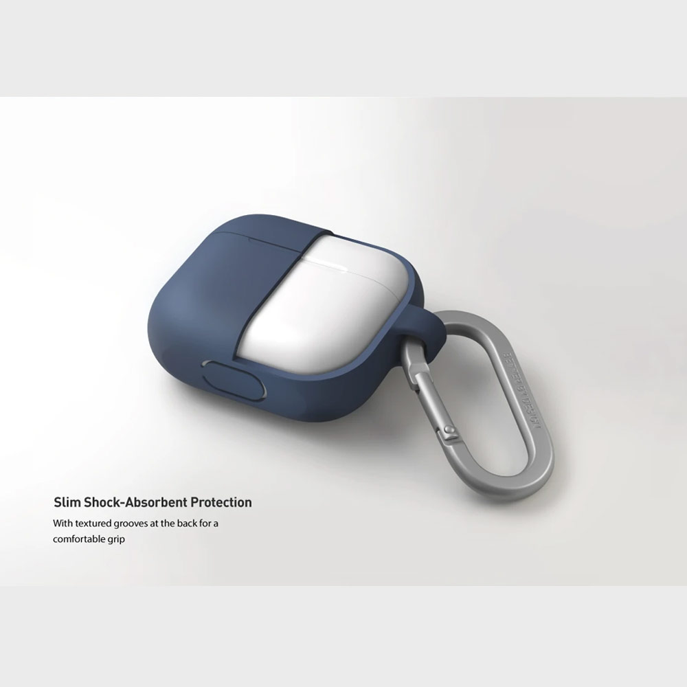 Picture of Apple Airpods 3 Case | Uniq Vencer Airpods 3 High Quality Premium Silicone Case with Aluminium Carabiner for Airpods 3 Airpods 3rd Gen (Nautical Blue)