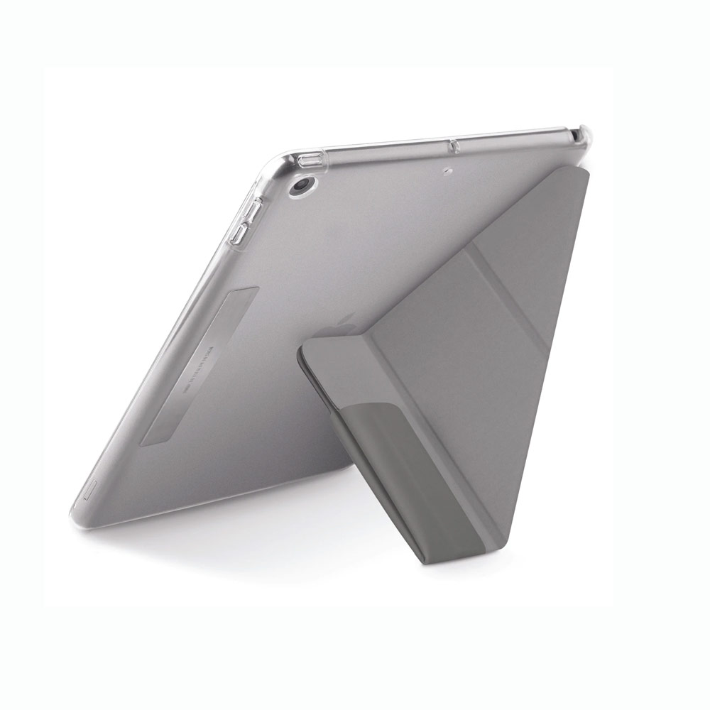 Picture of Apple iPad 10.2 8th gen 2020 Case | Uniq Camden Antimicrobial Ultra Slim and Lightweight Landscape Portrait Typing Flip Stand Case for Apple iPad 10.2 8th generation 2019  Apple iPad 10.2 9th generation 2021 (Grey)