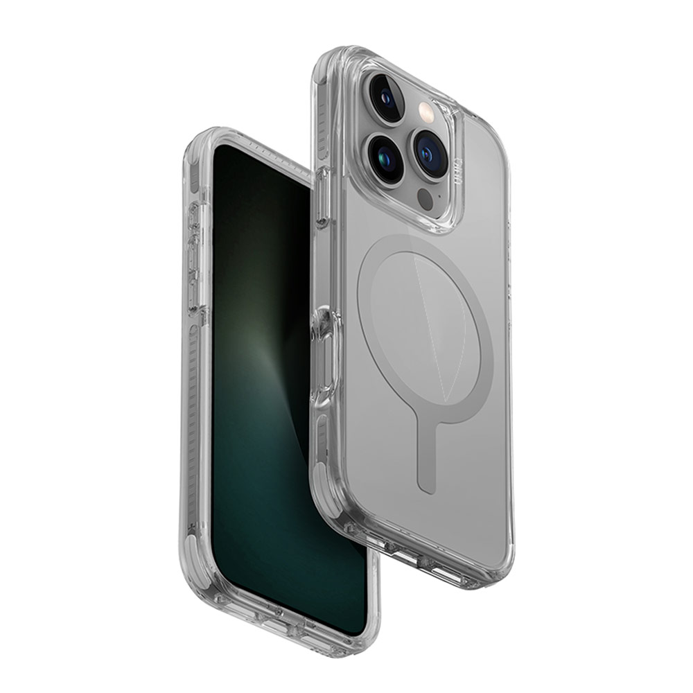 Picture of Apple iPhone 16 Pro 6.3 Case | Uniq Magclick Combat Hybrid Ultra Tough Drop Protection Magnetic Charge Compatible Case for iPhone 16 Pro 6.3 (Stone Grey)