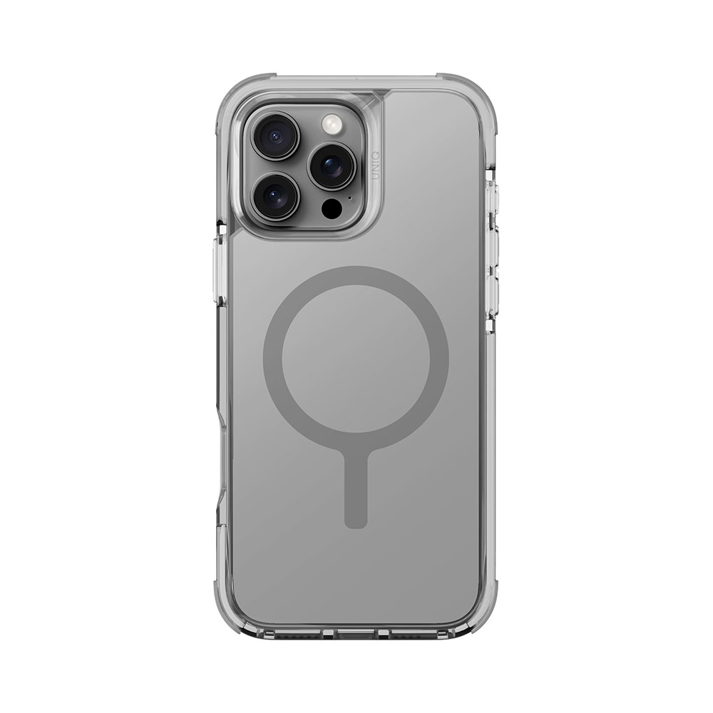 Picture of Apple iPhone 16 Pro 6.3 Case | Uniq Magclick Combat Hybrid Ultra Tough Drop Protection Magnetic Charge Compatible Case for iPhone 16 Pro 6.3 (Stone Grey)