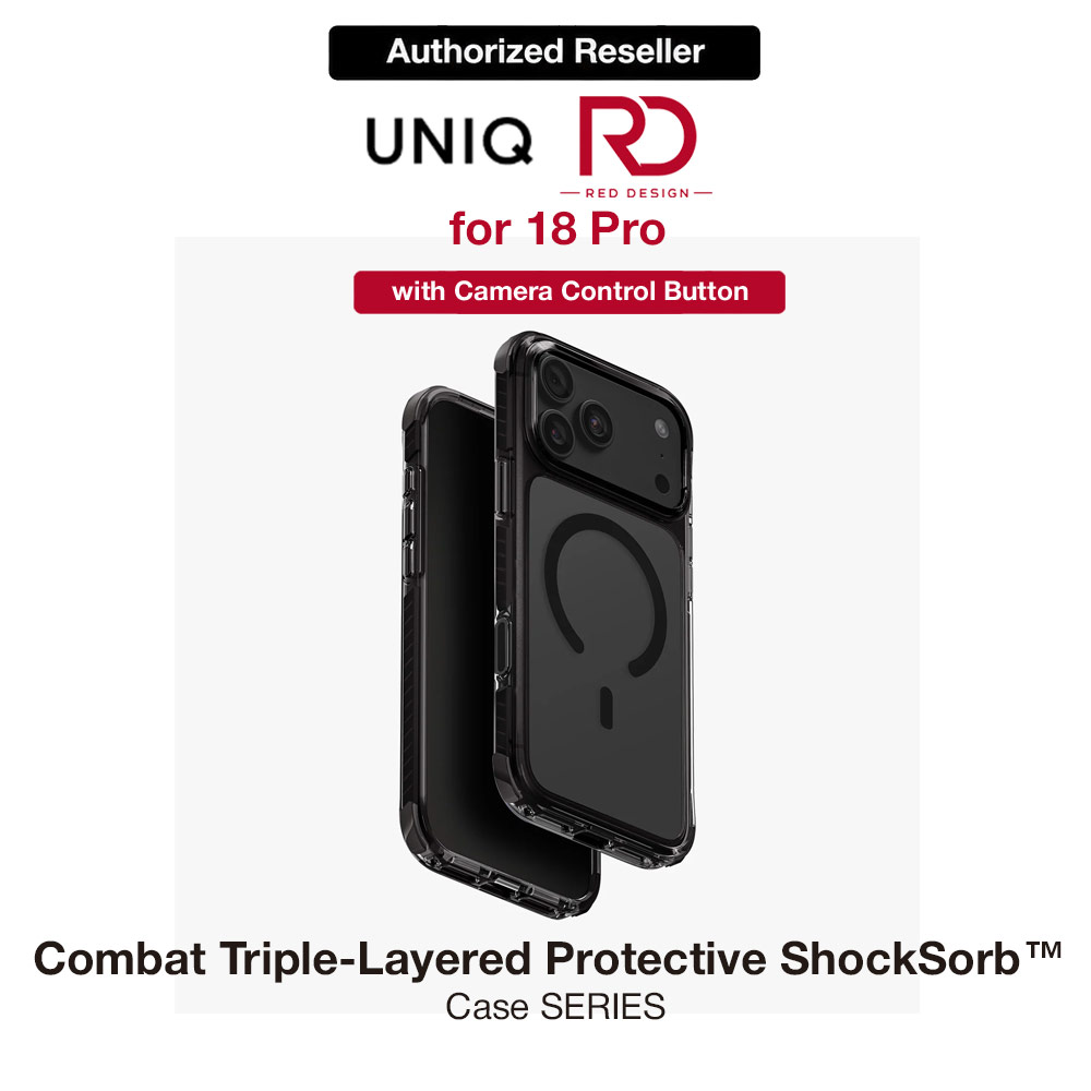 Picture of Uniq Combat Triple-Layered Protective MagClick Drop Protection Case with Camera Control Button for iPhone 18 Pro 6.3 - Carbon Black Apple iPhone 18 Pro- Apple iPhone 18 Pro Cases, Apple iPhone 18 Pro Covers, iPad Cases and a wide selection of Apple iPhone 18 Pro Accessories in Malaysia, Sabah, Sarawak and Singapore 