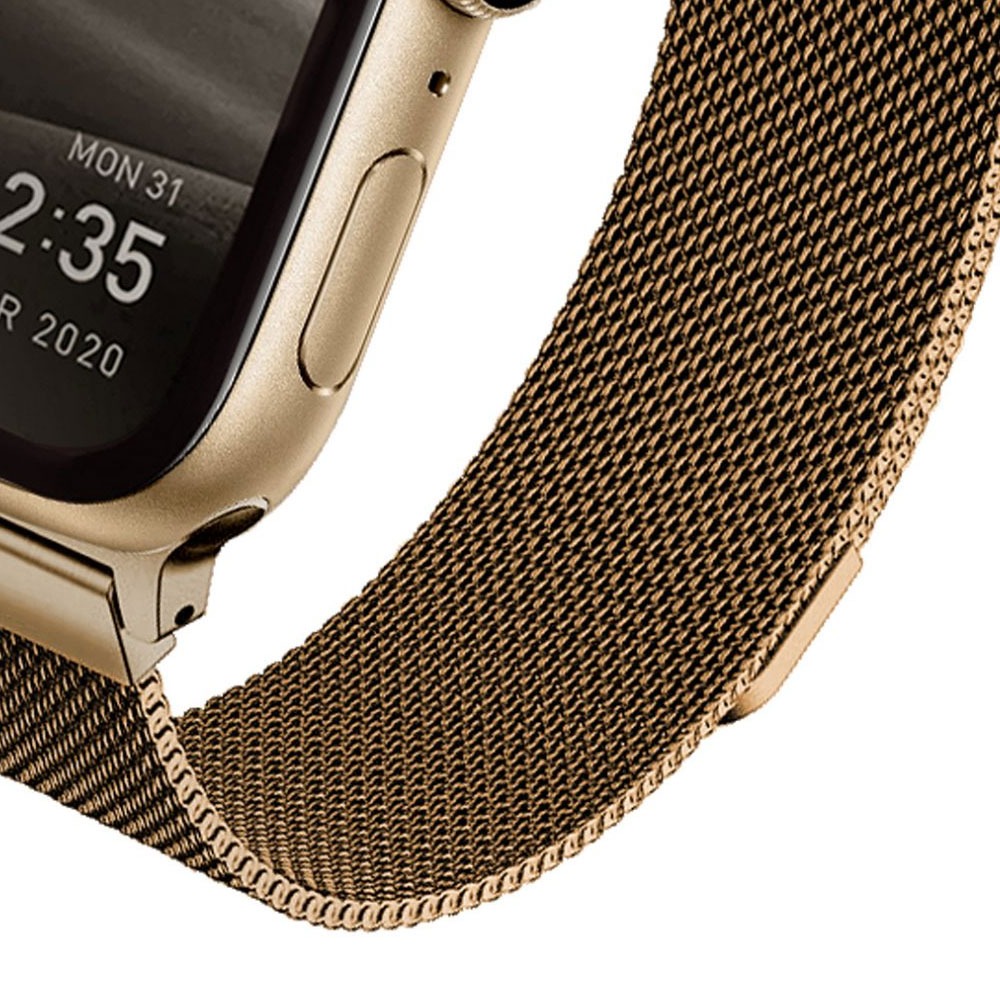Picture of Apple Watch 42mm  | Uniq Dante Milanese Mesh Loop Strap Stainless Steel with Magnetic Clasp  Strap for Apple Watch 42mm 44mm Series 1 2 3 4 5 6 SE Nike (Gold)