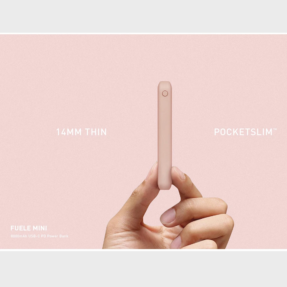 Picture of Uniq FUELE MINI POCKETSLIM 18W Power Delivery Fast Charge Power Bank Travel Slim Power Bank with Type C Fast Charge Input Output (Pink)