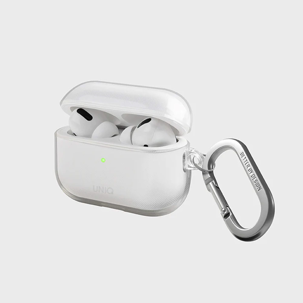 Picture of Apple Airpods Pro 2 Case | Uniq Glase Protective Protection Soft Clear Case with Carabiner for Apple Airpods Pro 2 (Clear)