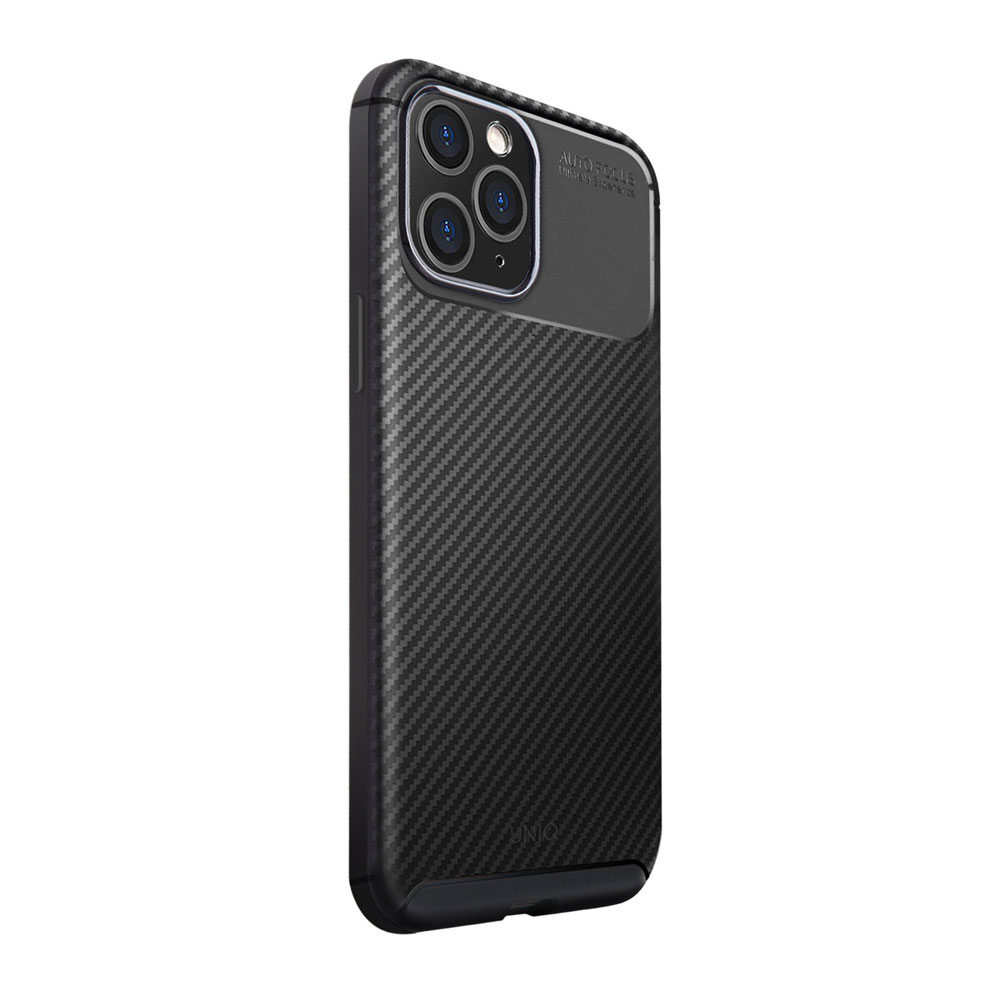 Picture of Apple iPhone 12 6.1 Case | Uniq Hexa Carbon Fiber Texture Flex Soft Drop Protection Case for iPhone 12 iPhone 12 Pro 6.1 (Black)