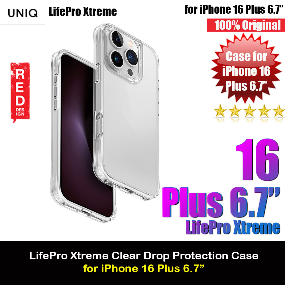 Picture of Uniq LifePro Xtreme Slim Thin Clear Transparent Drop Protection Case for iPhone 16 Plus 6.7 (Clear) Apple iPhone 16 Plus 6.7- Apple iPhone 16 Plus 6.7 Cases, Apple iPhone 16 Plus 6.7 Covers, iPad Cases and a wide selection of Apple iPhone 16 Plus 6.7 Accessories in Malaysia, Sabah, Sarawak and Singapore 