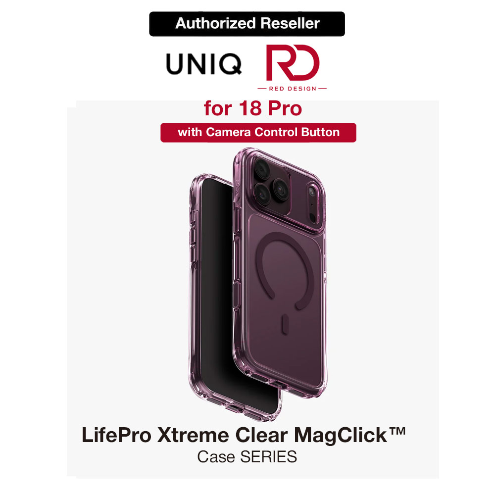 Picture of Uniq LifePro Xtreme Clear MagClick Case with Camera Control Button for iPhone 18 Pro 6.3 - Deep Burgundy Apple iPhone 18 Pro- Apple iPhone 18 Pro Cases, Apple iPhone 18 Pro Covers, iPad Cases and a wide selection of Apple iPhone 18 Pro Accessories in Malaysia, Sabah, Sarawak and Singapore