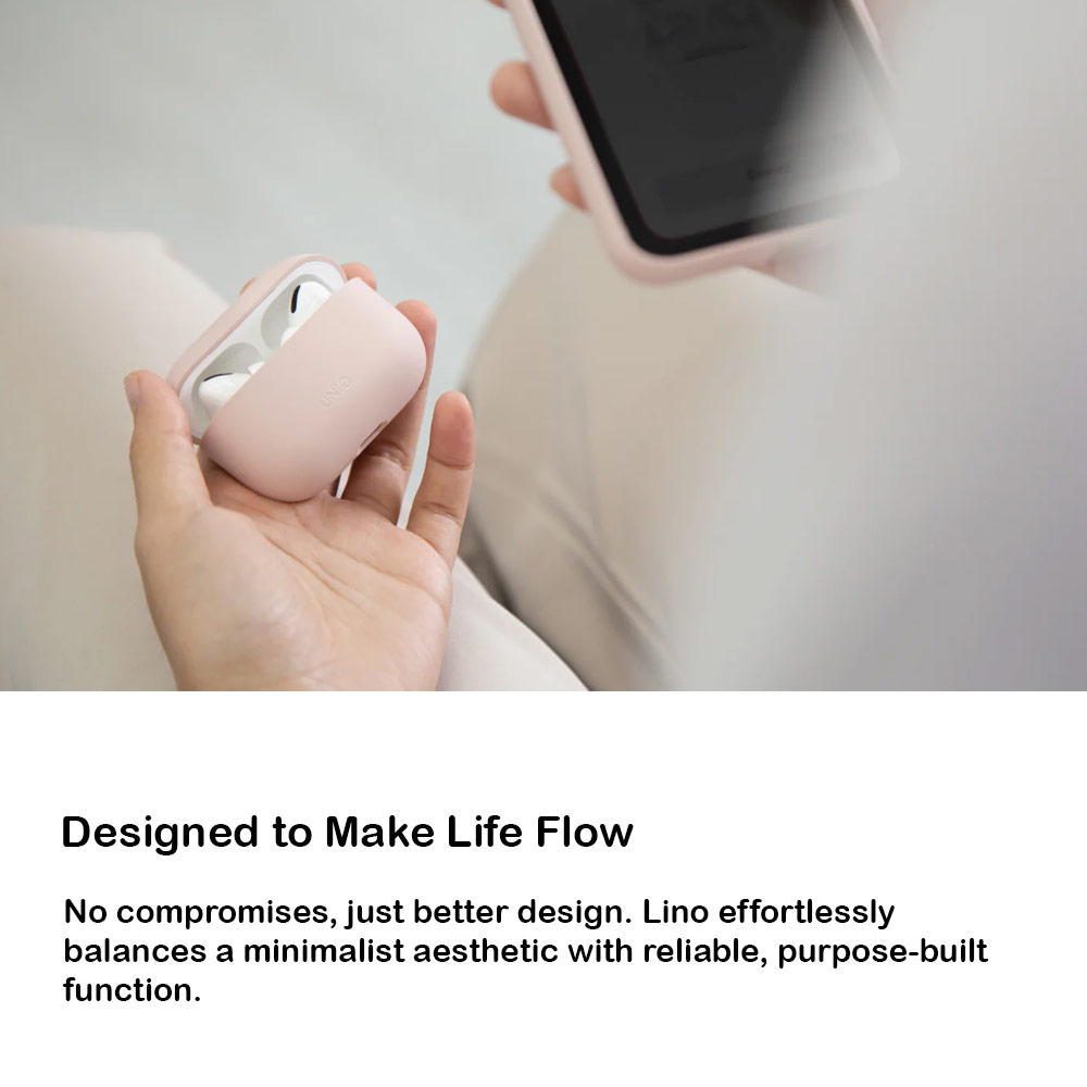 Picture of Apple Airpods Pro 3 Case | Uniq Lino Hybrid Silicone Case for Airpods Pro 3 3rd Gen 2025 (Grey)