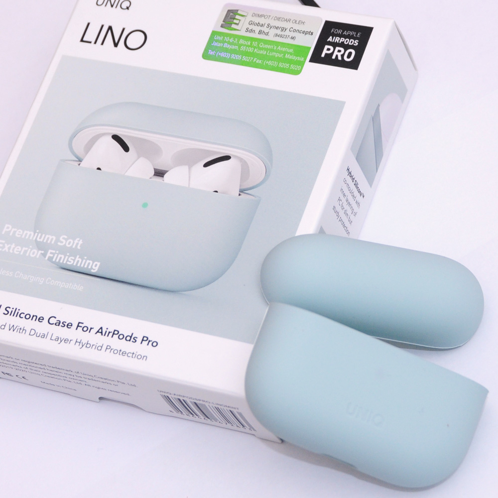 Picture of Apple Airpods Pro Case | Uniq Lino Thin Drop Protection Liquid Silicone Hard Case for Airpods Pro (Green)