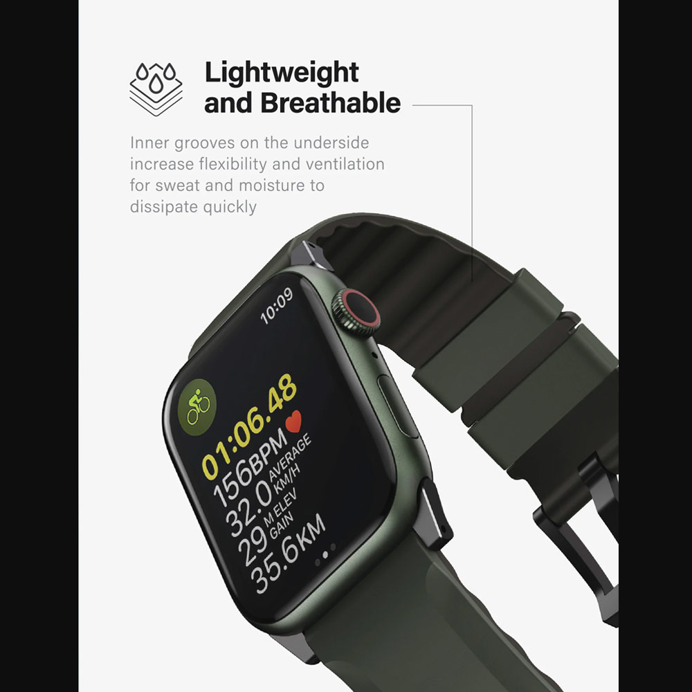 Picture of Apple Watch 38mm  | Uniq Linus Waterproof AiroSoft TM Breathable Silicone Strap Apple Watch 41mm 40mm 38mm Series 1 2 3 4 5 6 7 SE 8 (Chalk Grey)