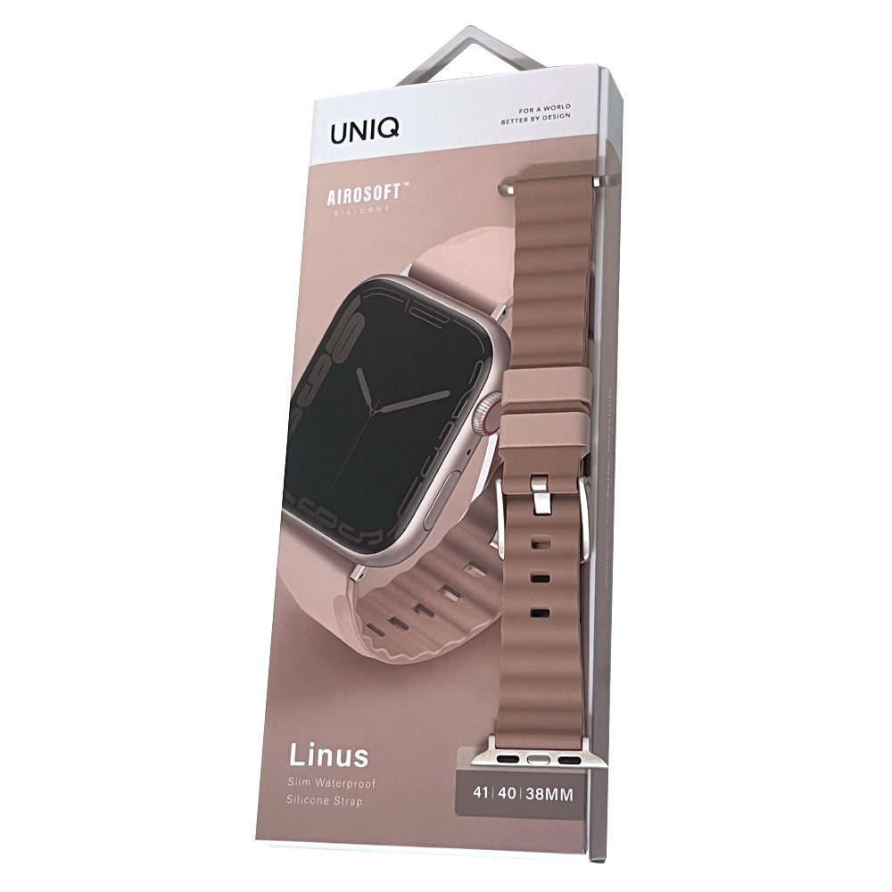 Picture of Apple Watch 38mm  | Uniq Linus Waterproof AiroSoft TM Breathable Silicone Strap Apple Watch 41mm 40mm 38mm Series 1 2 3 4 5 6 7 SE 8 (Rose Pink)